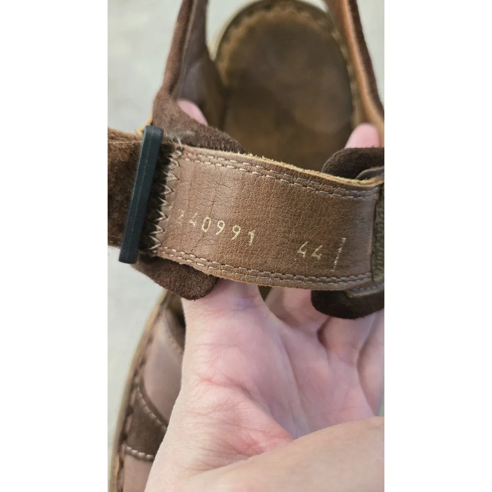 Josef Seibel Mens US 10.5 Brown Leather Walking Jesus Sandals Comfort Hook Loop